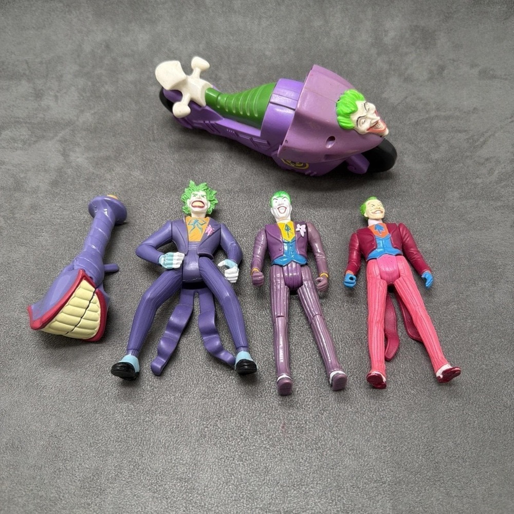 Vintage Kenner Batman JOKER action Figures & Joker Cycle Lot